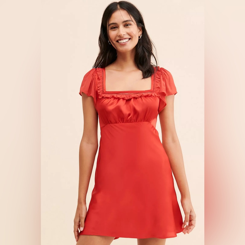 Free People Violet Visions Elegant Red Satin Mini Dress
